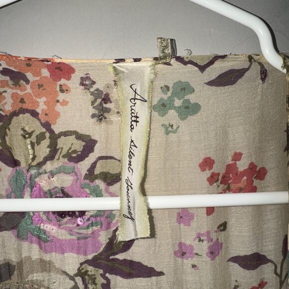 Aratta Silent Journey Hand-Beaded Floral Kimono Duster Topper Open Boho FLAWED - Picture 4 of 14